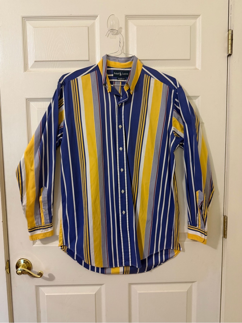 Vintage Ralph Lauren Multi Color Stripe Button Down Shirt Size 15.5 M